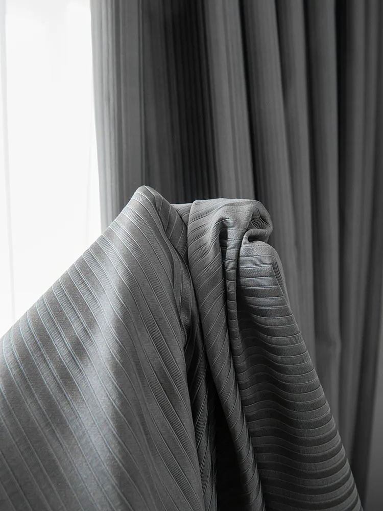 

Curtains for Living dining Room Bedroom Silky striped curtains Light luxury high-end blackout curtain fabric for living room