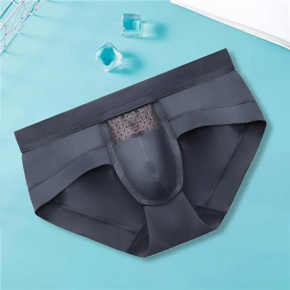 

Stylish Briefs Elastic Underwear Pure Color Hollow Out Panties Intimate Men Briefs for Daily Wear