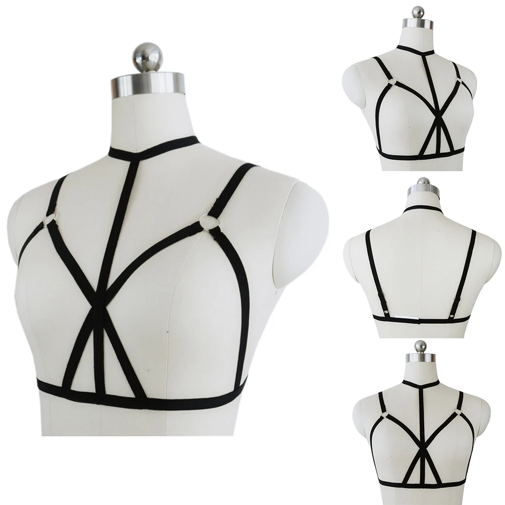 

Women Harness Cage Bra Sexy Strappy Lingerie Garter Cupless Adjustable Strap Slave Play Adult's Exotic Apparel SM Bandage FS99