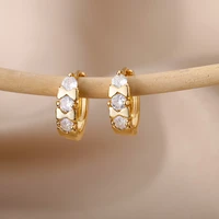 stainless steel bowknot zircon earrings for women goth gold silver color hoop earrings 2022 korean fashion piercing jewelry gift