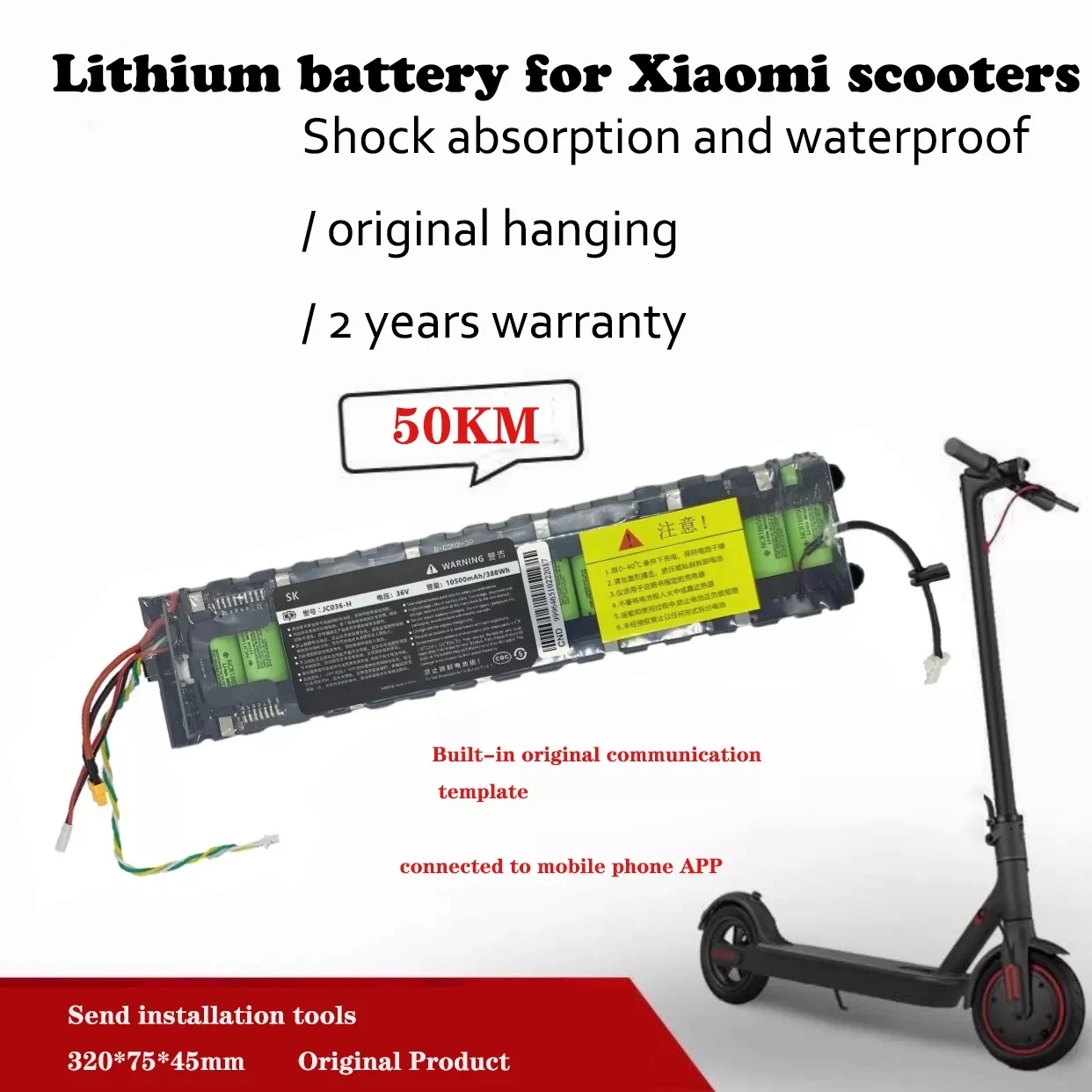 

36V 7.8ah/10.5ah 10S3P 18650 Battery Pack with APP for Xiaomi M365 Ninebot Segway Scooter Ebike Bicycle Inside with 20A BMS