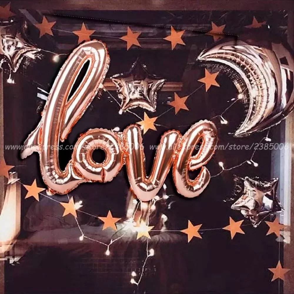 

Love Letter Foil Balloon Anniversary Wedding Valentines Birthday Party Decoration Champagne Cup Photo Props