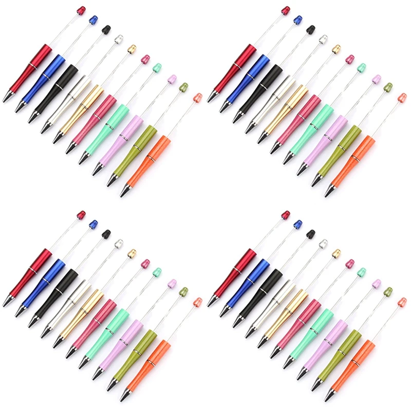 

NEW-40Pcs/Lot Plastic Beadable Pen Bead Pens Ballpoint Pen Gift Ball Pen Kidsparty Personalized Gift Wedding Gift For Guests