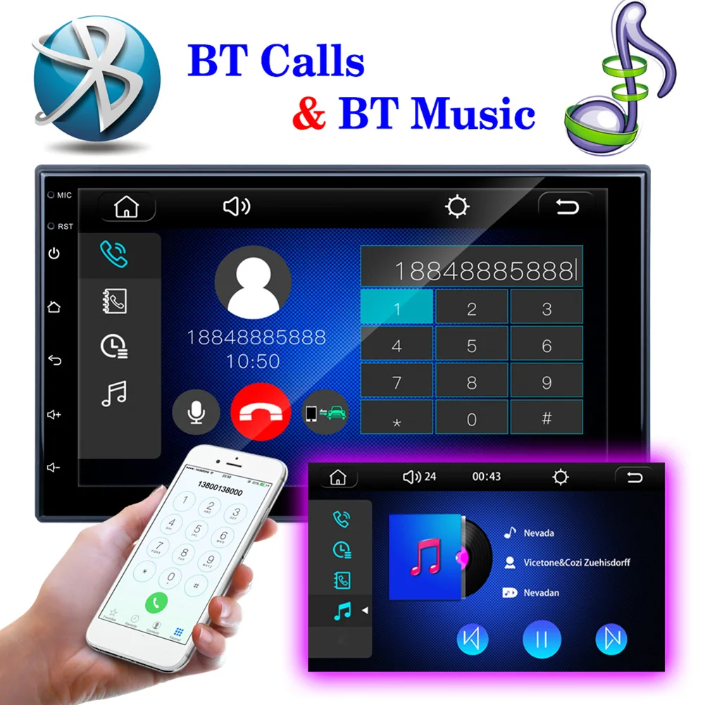 Автомагнитола с сенсорным экраном 7 дюймов стерео-система поддержкой Bluetooth 2