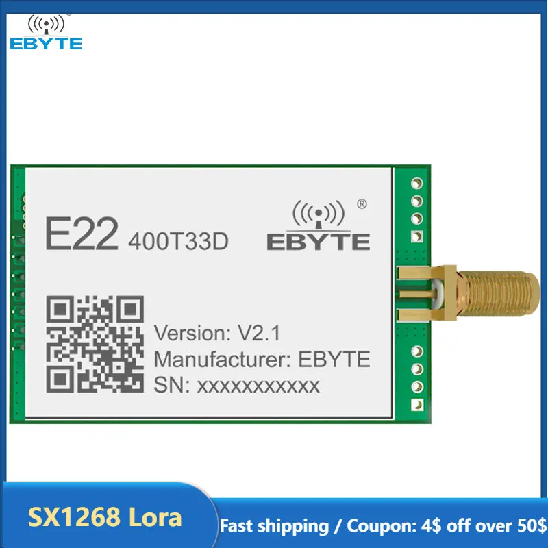 Беспроводной модуль Lora SX1268, 33 дБм, 400 МГц, EBYTE, ФЛУОРЕСЦЕНТНОЕ расстояние 16 км, флуоресцентный Модуль UART DIP маленького размера