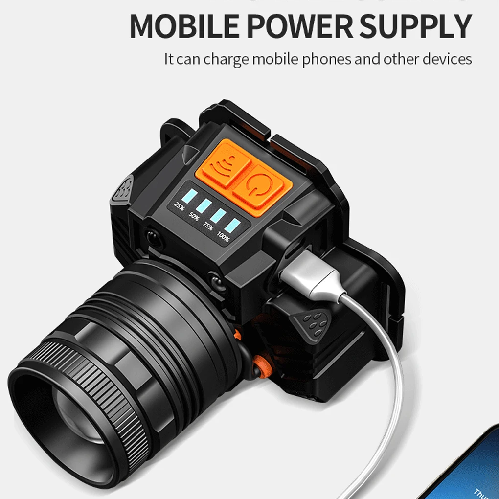 

Женский и мужской водонепроницаемый регулируемый налобный фонарь с датчиком движения, Головной фонарь, наружное оборудование, 8, белый, 1 шт.