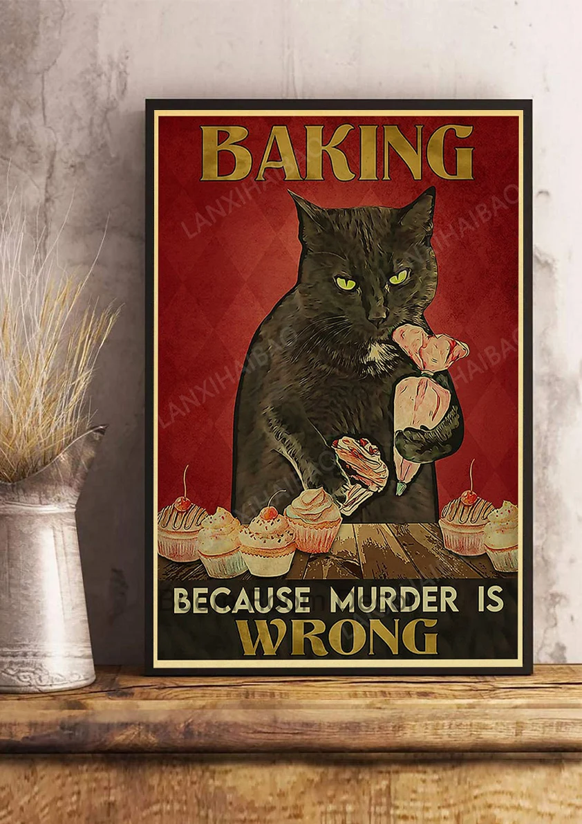 

Настенная картинка "Черная кошка", крафт-бумага