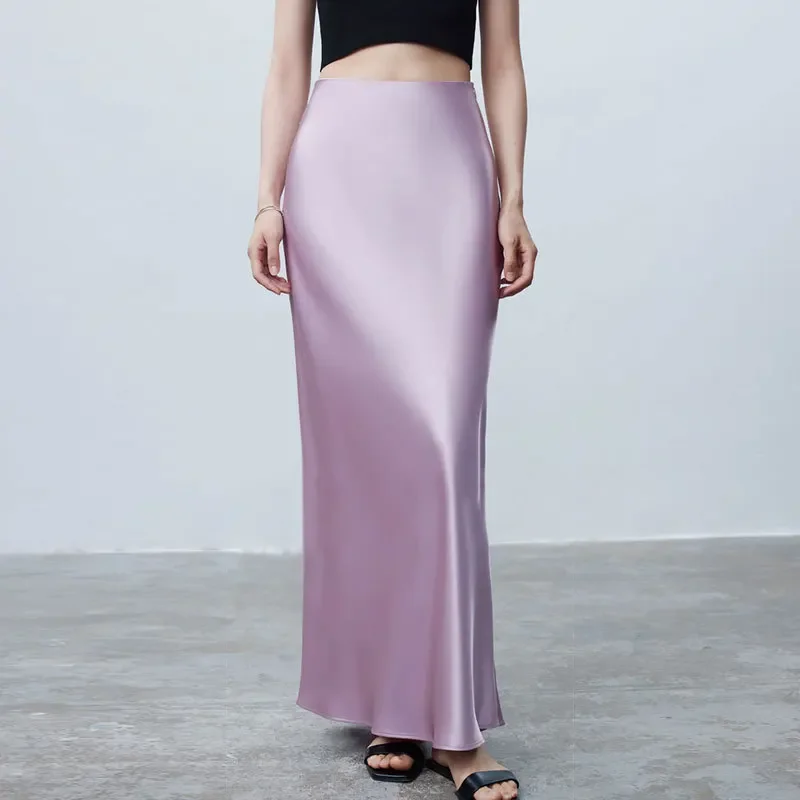 Юбка триацетатная женская крутая Двухсторонняя Атласная однотонная летняя