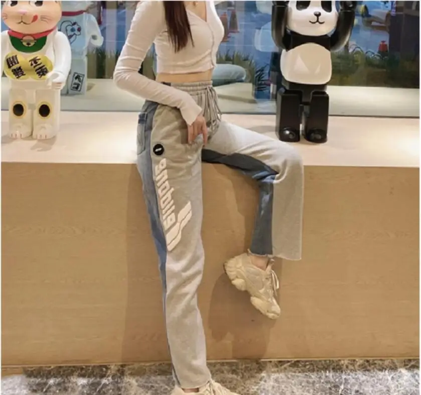 

2022 welldone new foam personality steel print we11done stitching men women sweatpants KZ796