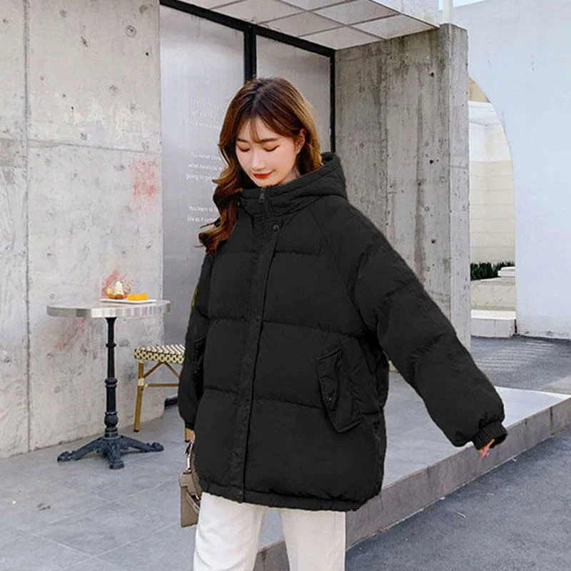 2023 Autumn Winter Casual Loose Hooded Parkas Jacket Women Solid Warm Thick Coats Female Elegant Cotton Padded Outwear Down enlarge
