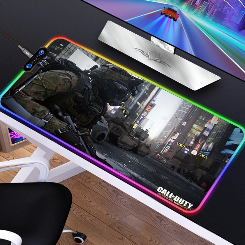 

Anime Gaming Accessories Mousepad Call Of Duty Warzone Mouse Mats RGB Large Computer Table Pads LED Glowing Desk Mat Xxl Varmilo