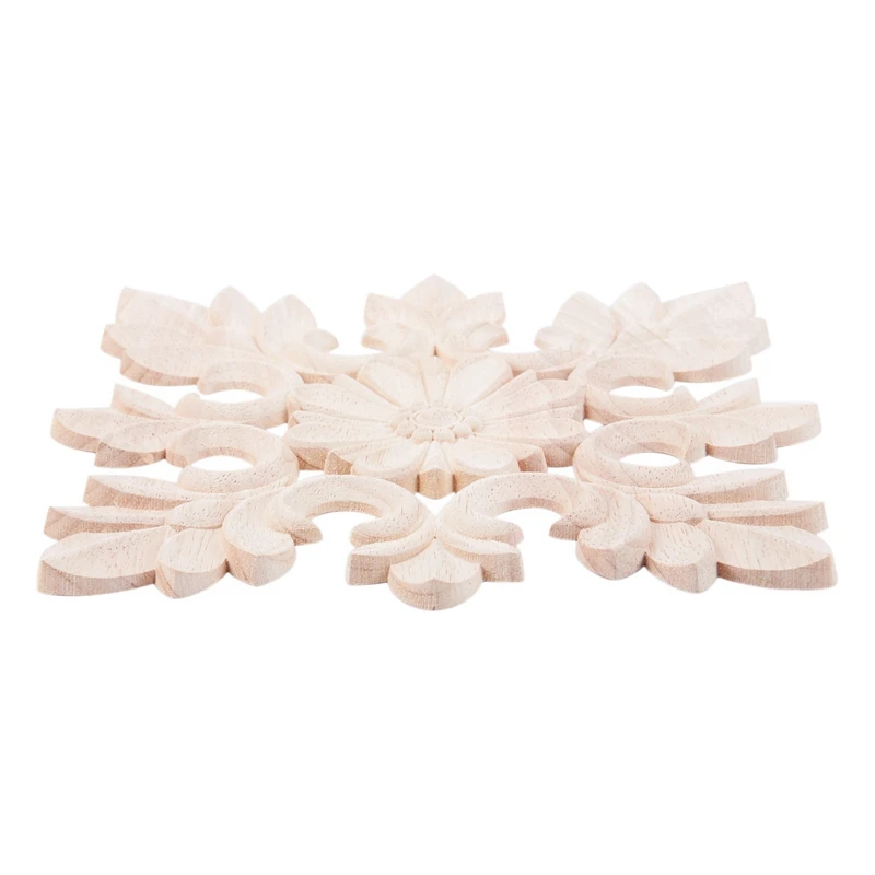 

10X Rubber Wood Carved Floral Decal Craft Onlay Applique Furniture DIY Decor C:20X20cm