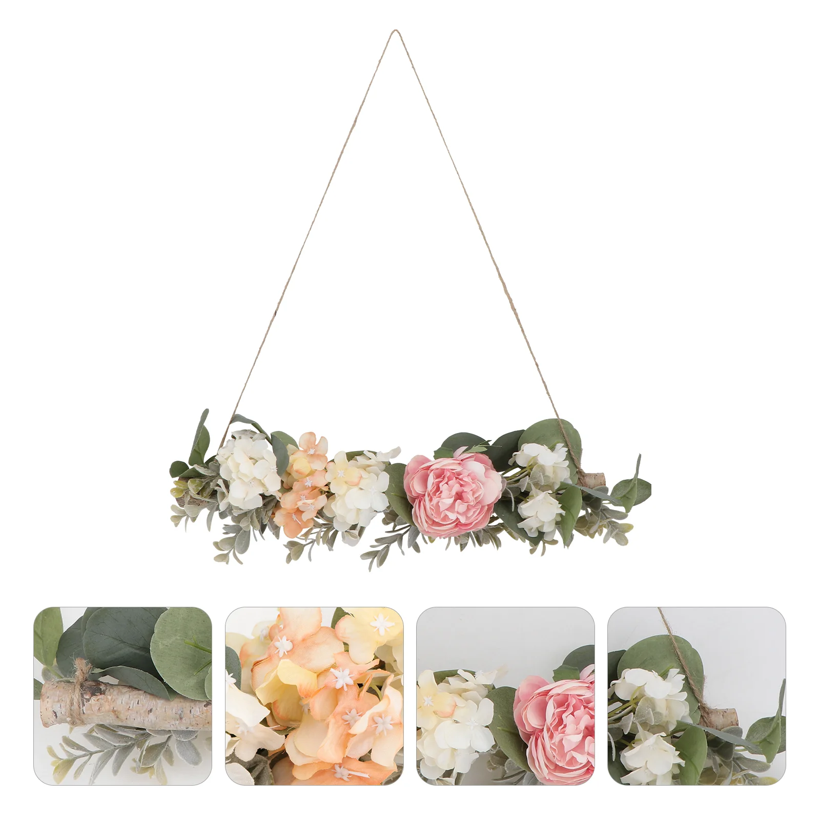 

Flower Wreath Hanging Peony Hoop Garland Floral Artificial Flowers Decor Wall Door Wedding Metal Pick Ornament Handmade Chair