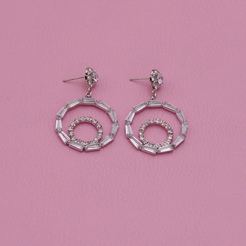 Новые большие серьги-кольца со стразами и цирконием для женщин интернет-красный