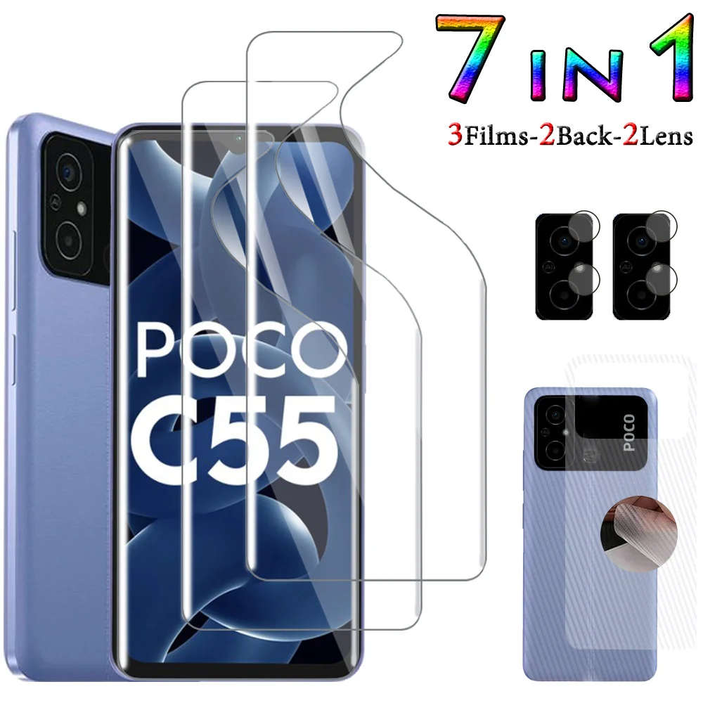 

Hydrogel Film For Xiaomi Poco C55 Protective Film Not Glass Poco C40 Screen Protector + Back Film + Camera Lens Pocco C40 Poco C50 Soft Hidrogel Poko C55 Phone Protection Cover Film Poco C55 Hydrogel Film