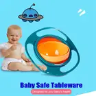 посуда Вращающаяся на 360 градусов универсальная миска для малышей с защитой от проливания, портативные миски для кормления детей с крышкой, волшебные тарелки, Детские тарелки