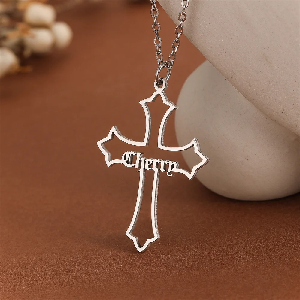 QIMING персонализированное ожерелье с именем креста для мужчин христианские