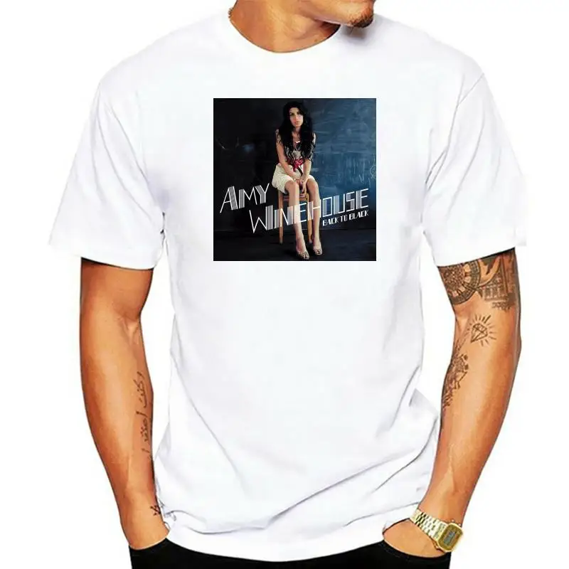 

Camiseta de la famosa cantante Amy Winehouse Back to Black para mujer, стиль