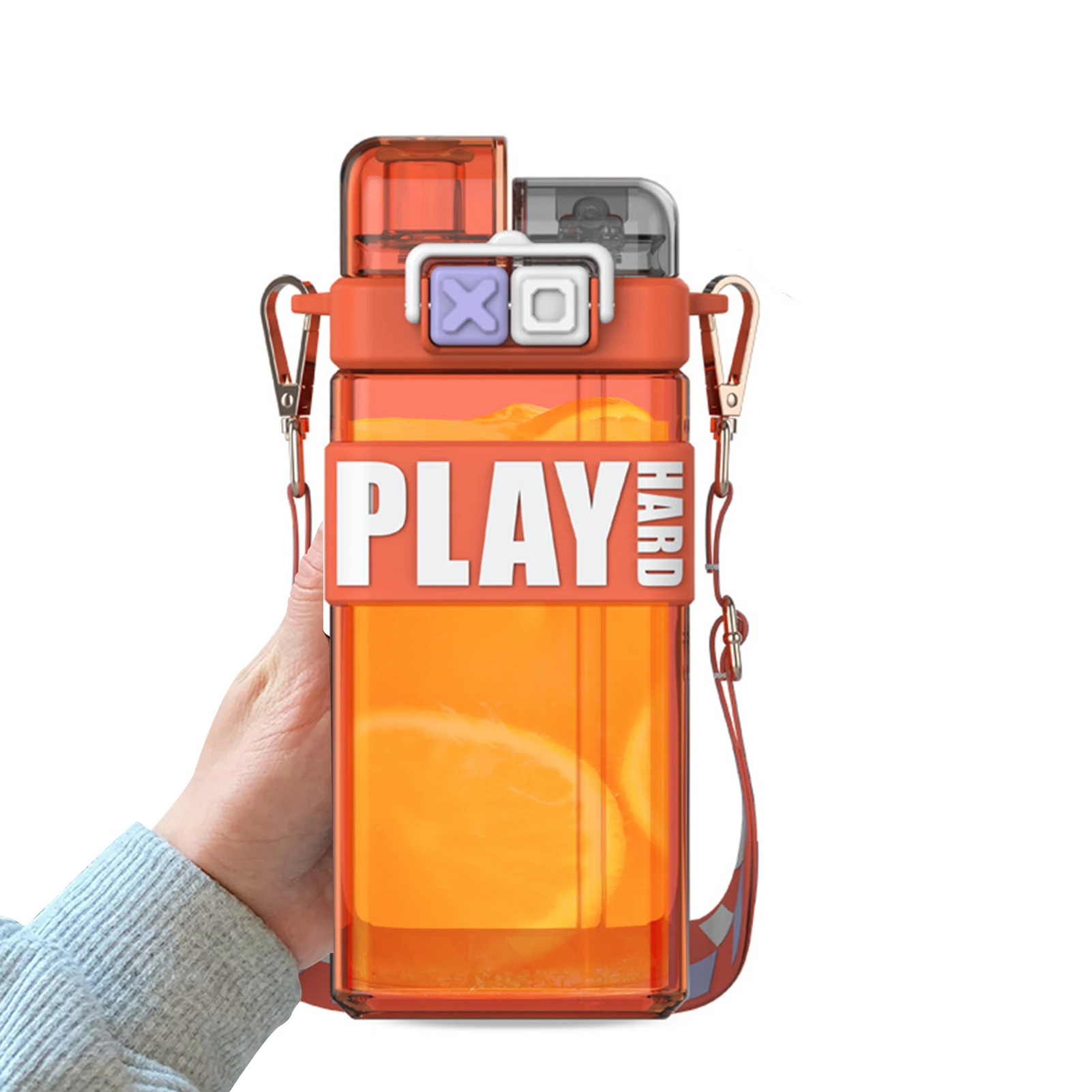 

Water Bottle Square Trendy Tumble Removable Colored Strap Double Spout For Drinking Seal-proof Birthday Gifts For Kids