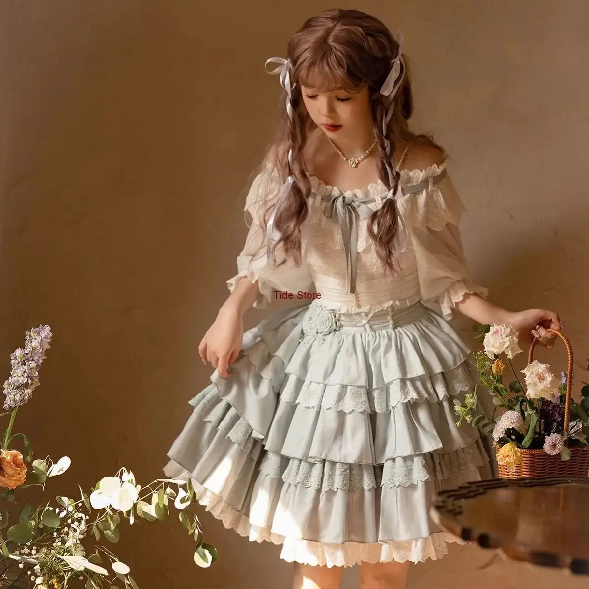 Женская трехслойная юбка в стиле лолита