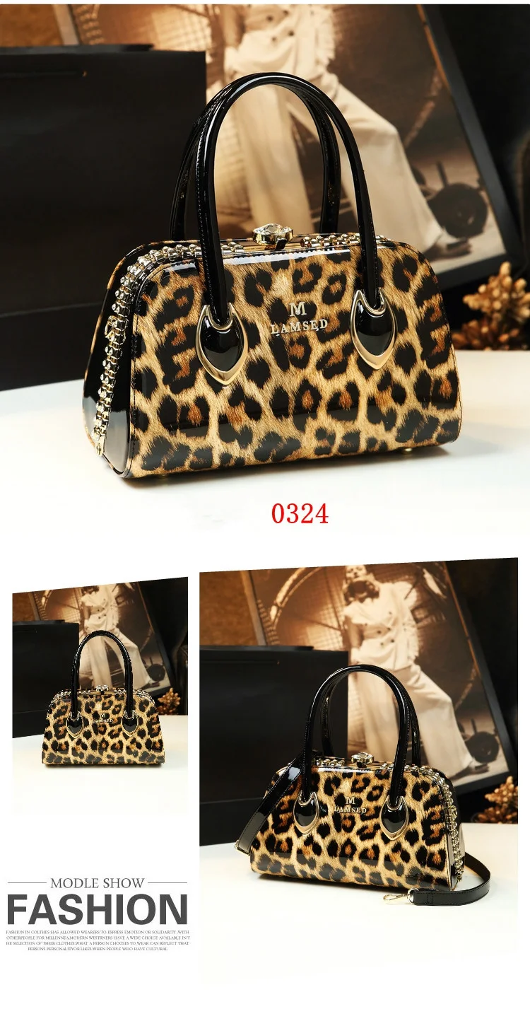 

Модная женская сумка из натуральной кожи, леопардовая большая портативная женская сумка-тоут с бриллиантами, вечерняя сумка через плечо, диагональные сумки