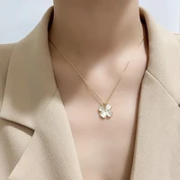 small four heart necklace for women wedding jewelry white stone petal flower shape necklace pendant valentines day gift