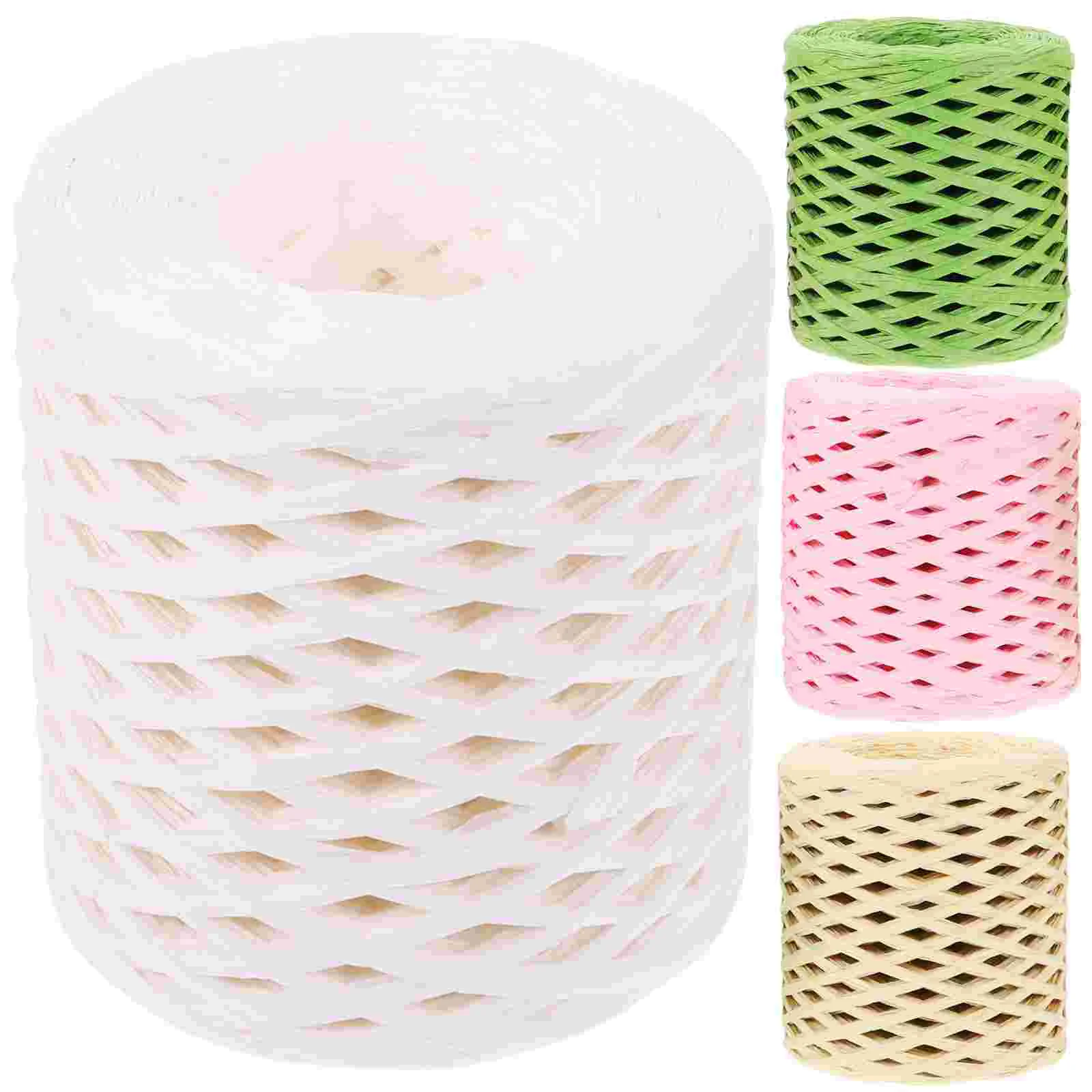 

4 Rolls Raffia Twine Craft Raffia Ribbon Christmas Gift Packing Ribbon Accessory