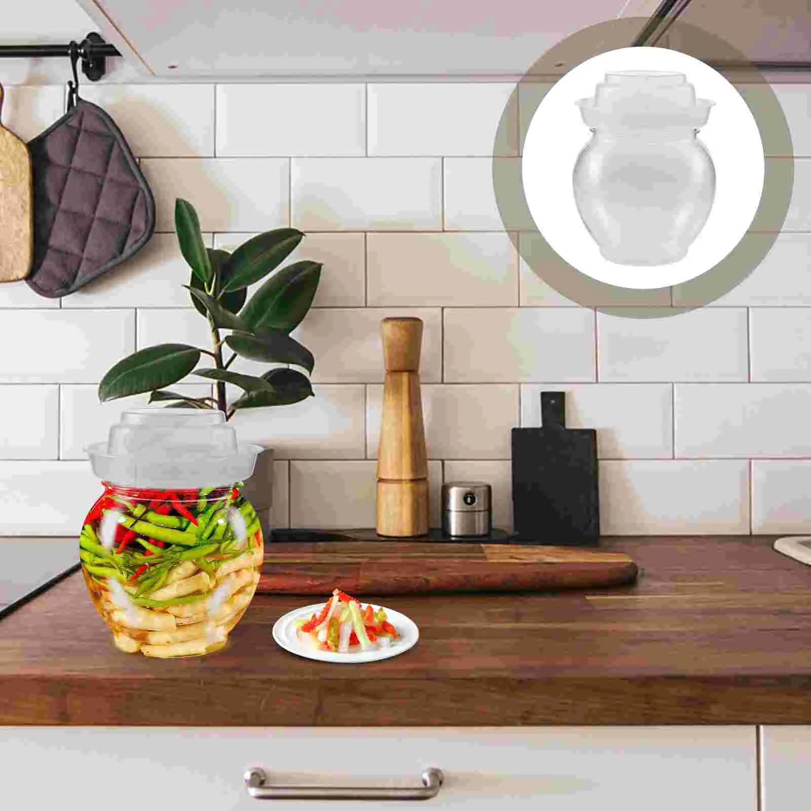 

Transparent Pickle Jar Large Capacity Pickling Glass Food Containers Kitchen Lid Vegetable Clear Fermentation Household