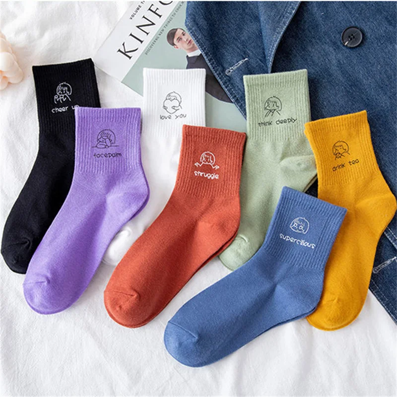 5 пар/упаковка женские носки в Корейском стиле