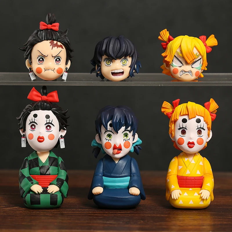 

Demon Slayer Kamado Tanjirou Zenitsu Agatsuma Hashibira Inosuke Action Figure Toy PVC Q Version Collection Model Gift