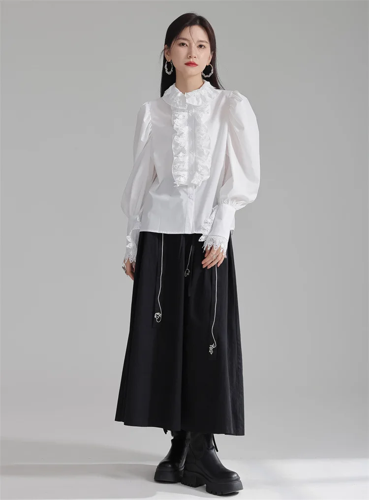 Женские рубашки в стиле ретро женские хлопковые кружевные с морщинистым