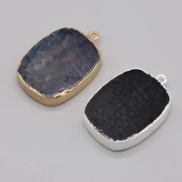 dragon pattern agate stone natural oval gold plated pendant for jewelry making diy necklace accessories charm gift party 21x31mm