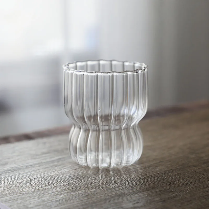 

6/4/2/1Pcs Vertical Stripe Coffee Mug Heat-Resistant Glass Water Cups Transparent Tea Mug Cup for Drinking Milk Beertea Juice