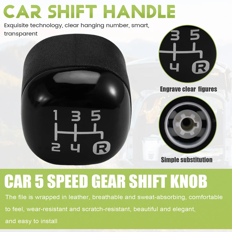 Car Manual Transmission 5 Speed Gear Shift Knob Lever Gearbox Shifter For Fiat Panda X58L 2012 Accessories