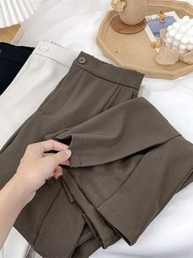 

Tailored Trousers Slit High Waist Suit Pants Women's 2022 Spring New Loose Mopping Micro-flare Wide-leg Pants Thin Casual Pants