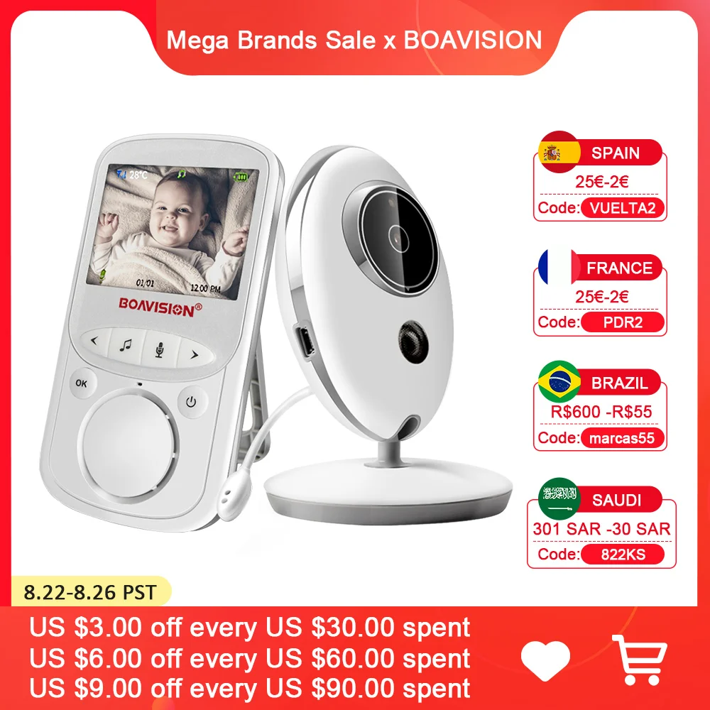 Wireless LCD Audio Video Baby Monitor VB605 Radio Nanny Music Intercom IR 24h Portable Baby Camera Baby Walkie Talkie Babysitter