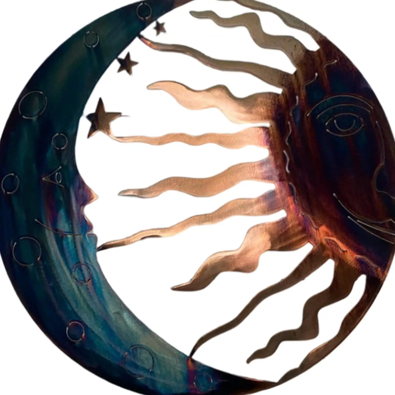 

Sun and Moon Wall Decor Metal Wall Art for Balcony Outdoor Porch Blue Gold