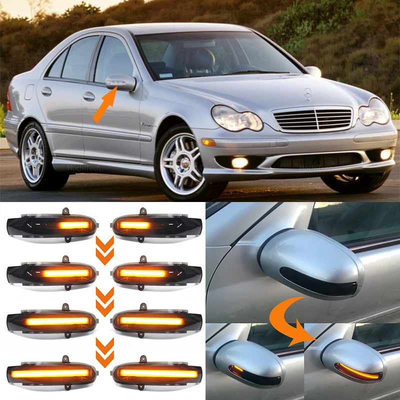 For Mercedes Benz C Class W203 S203 CL203 2001-2007 LED Dynamic Turn Signal Light Side Mirror Blinker Sequential Lamp