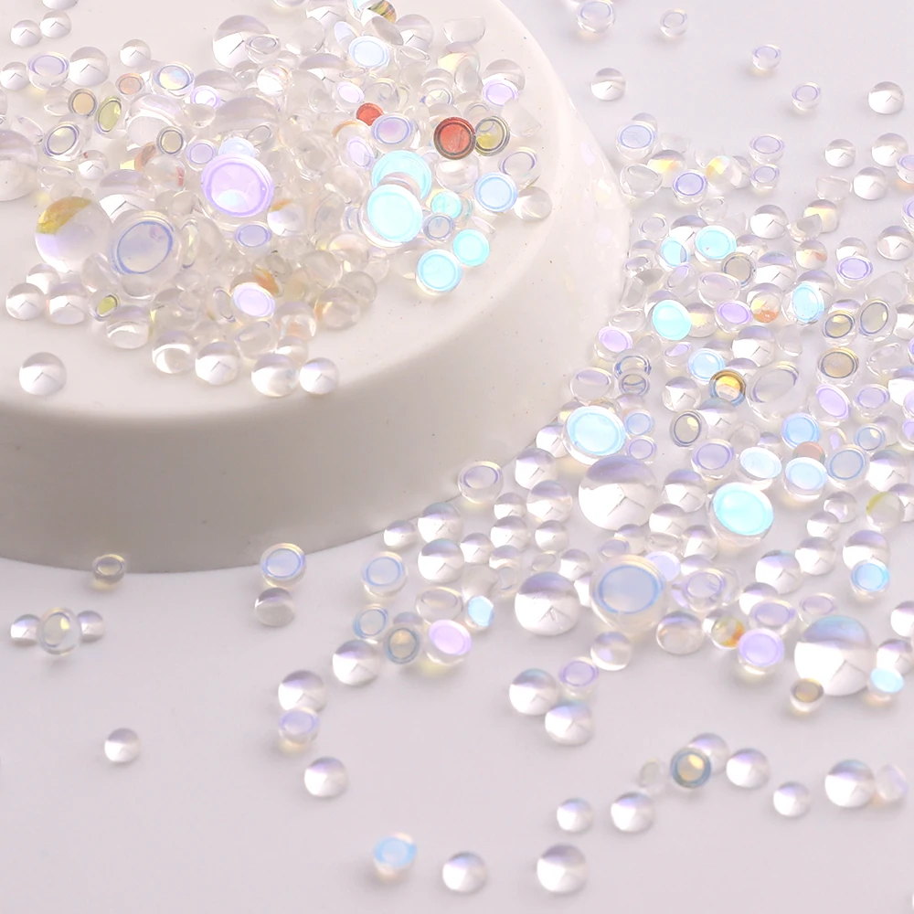 1440Pcs Mocha Starry Sky Mermaid Round Beads Mixed Sizes Flatback Glass Crystal Rhinestones 3D Nail Gems for nail decorations