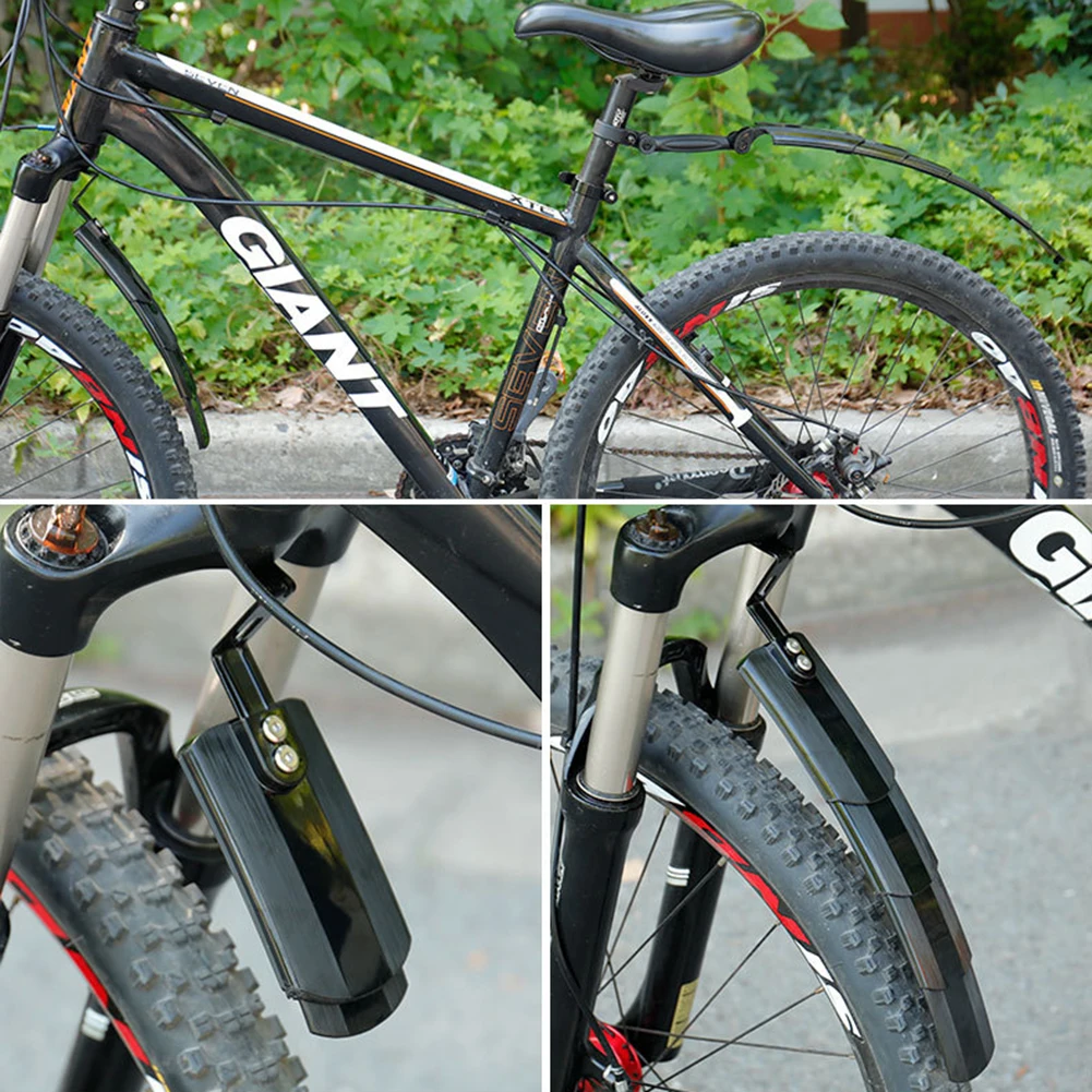 

MTB Road Bicycle Folding Mudguards Bike Front & Rear Fender Kit Telescopic Portable Plastic Mud Guards Quick Release Adjustable