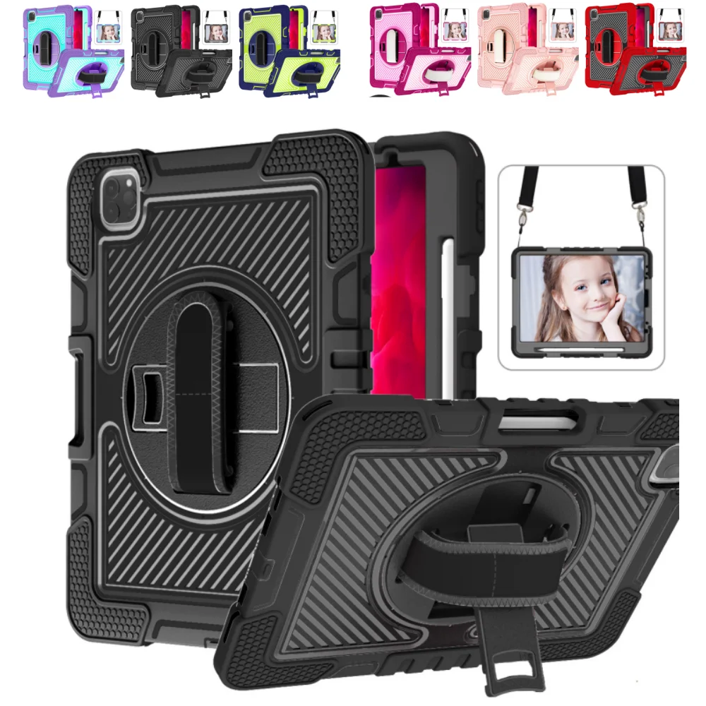 Чехол для iPad Pro 11 4th 3th 2th 1th Shock Tablet Cover Air 5 4 10 9 со встроенной подставкой ремешком рук