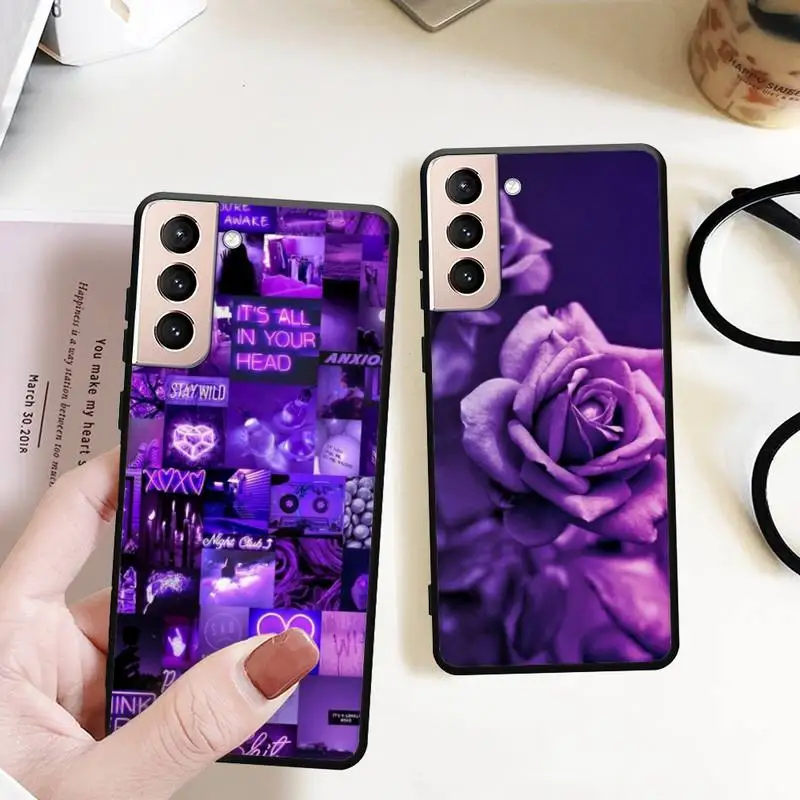 

Purple aesthetic Phone Case for Samsung S22 S21 S20 ultra pro plus S10 S9 S8 Note 20 10 Ultra phone Bumper Covers