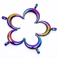 10pcslot fashion rainbow color moon planet universe night crescent pendant metal charms for jewelry making supplies parts