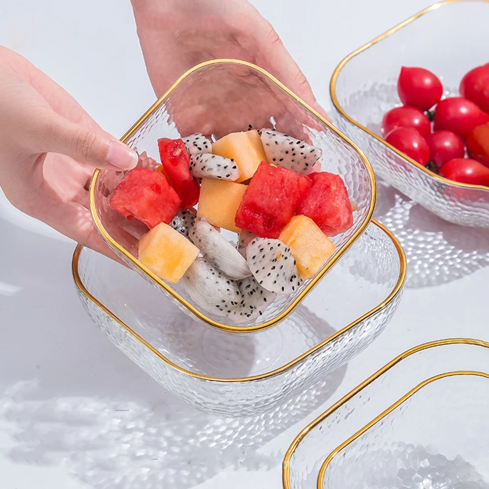 

Simple Transparent Hammer Pattern Glass Bowl Fruit Bowl Salad Bowl Ice Cream Bowl Large Capacity Basin Home Kitchen Supplies