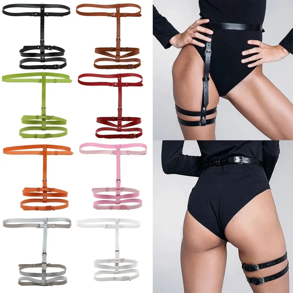 

Harness Waist To Leg Erotic Lingerie Waistband Pu Leather Garter Belt Sexy Suspender Thigh Harness Leg Garter Straps