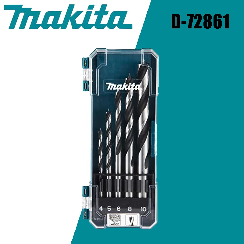 

Makita D-72861 Набор спиральных сверл по дереву, 5 шт., 4 мм, 5 мм, 6 мм, 8 мм, 10 мм, для жесткого мягкого дерева, ДСП, аксессуары для электроинструментов