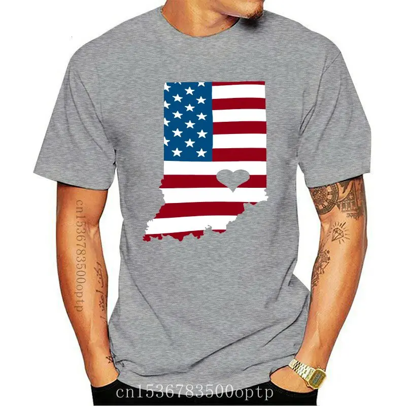 

2022 New Summer Fashion Men Tee Shirt Indiana T-Shirt Indiana Love Home State US Flag Shirt Casual T-shirt