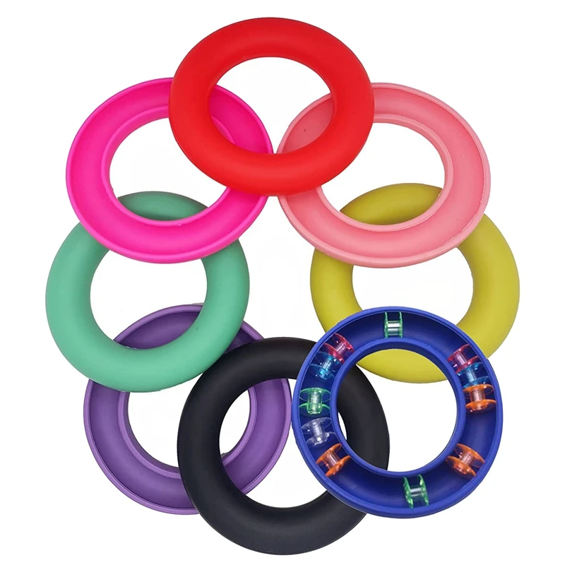 

8PCS Silicone Bobbin Ring Savers Round Bobbin Ring Holders For Metal And Sewing Tool Storage Ring Organizers
