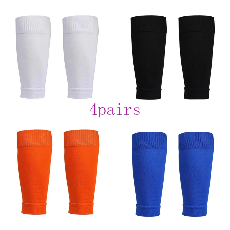 4pairs New Football Socks Shin Pads Leg Cover Men Women Grip Cutsocks