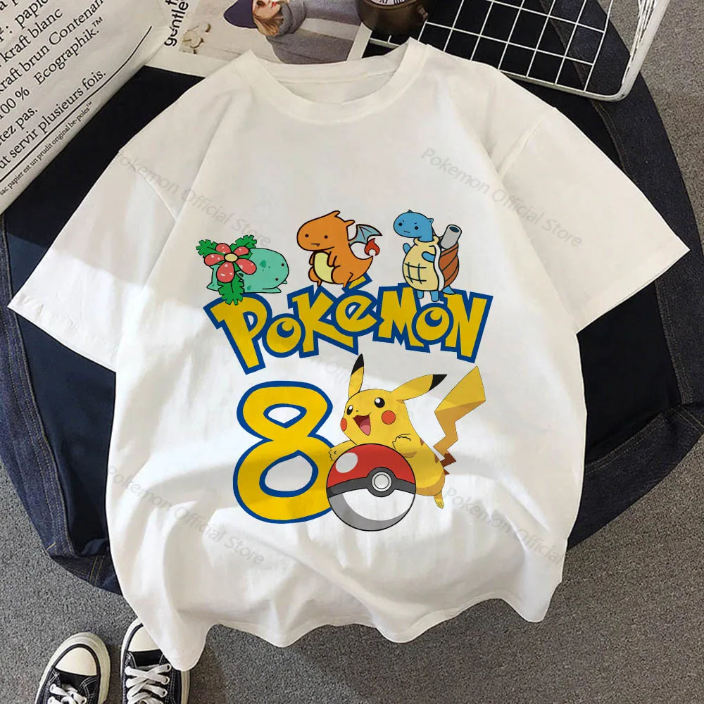 Cute Pikachu Kids T Shirt Pokemon Cartoon Birthday Number 1 2 3 4 5 6 7 8 9Years Toddler Baby T-shirts Children Short Sleeve Top images - 6